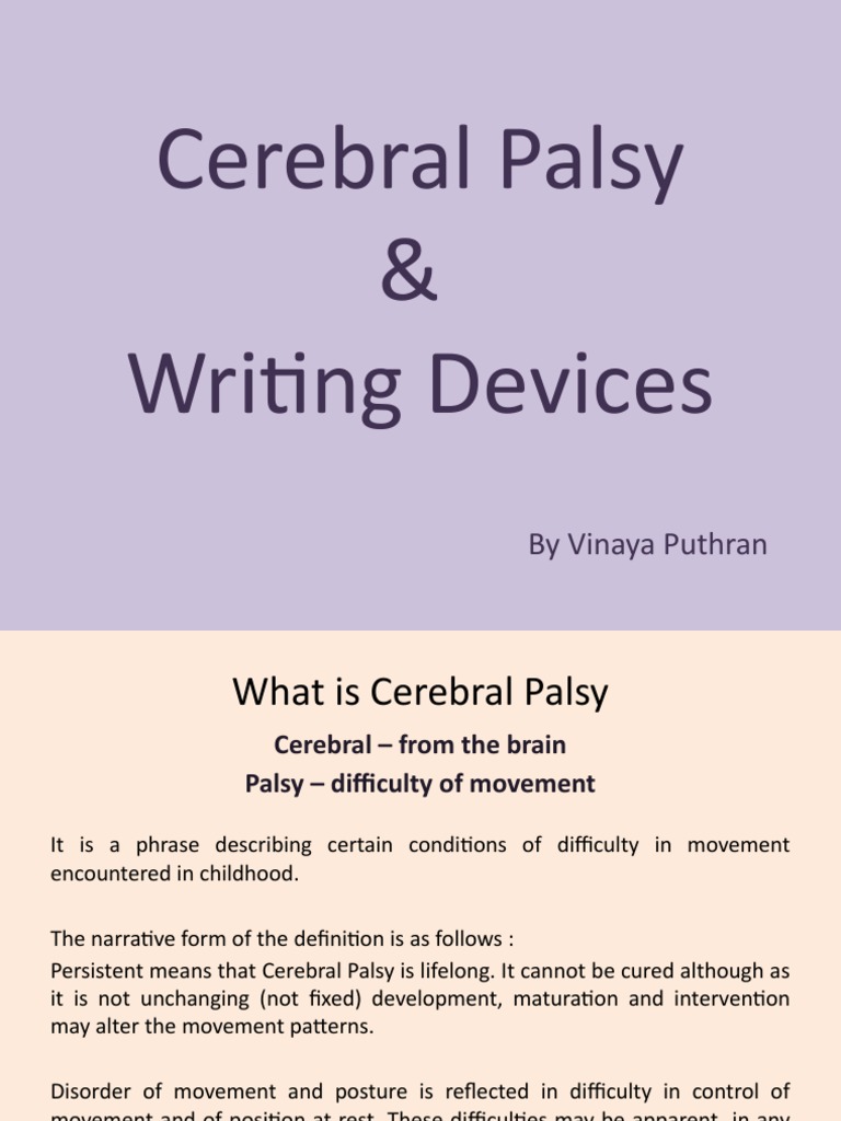 Cerebral Palsy & Writing Devices by Vinaya Puthran PDF Cerebral