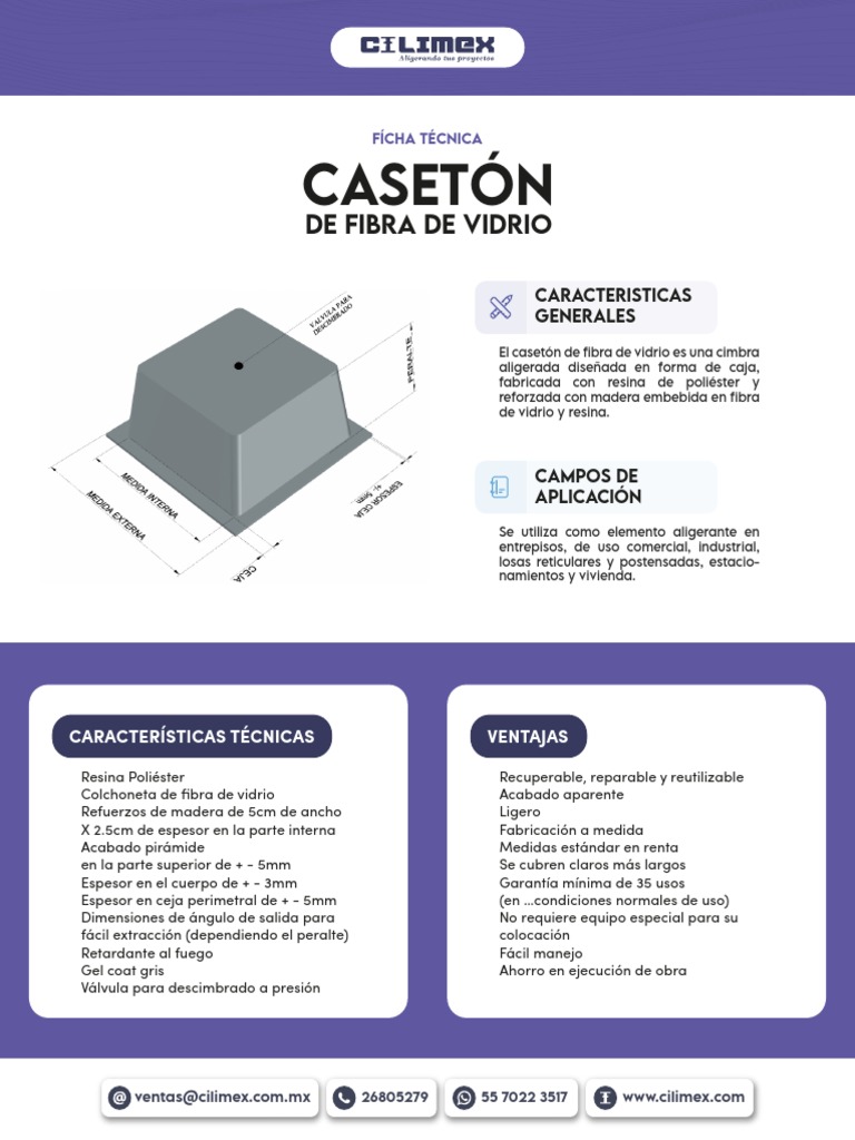 Ficha Caseton Cilimex | PDF | Ingeniería de Edificación | Materiales