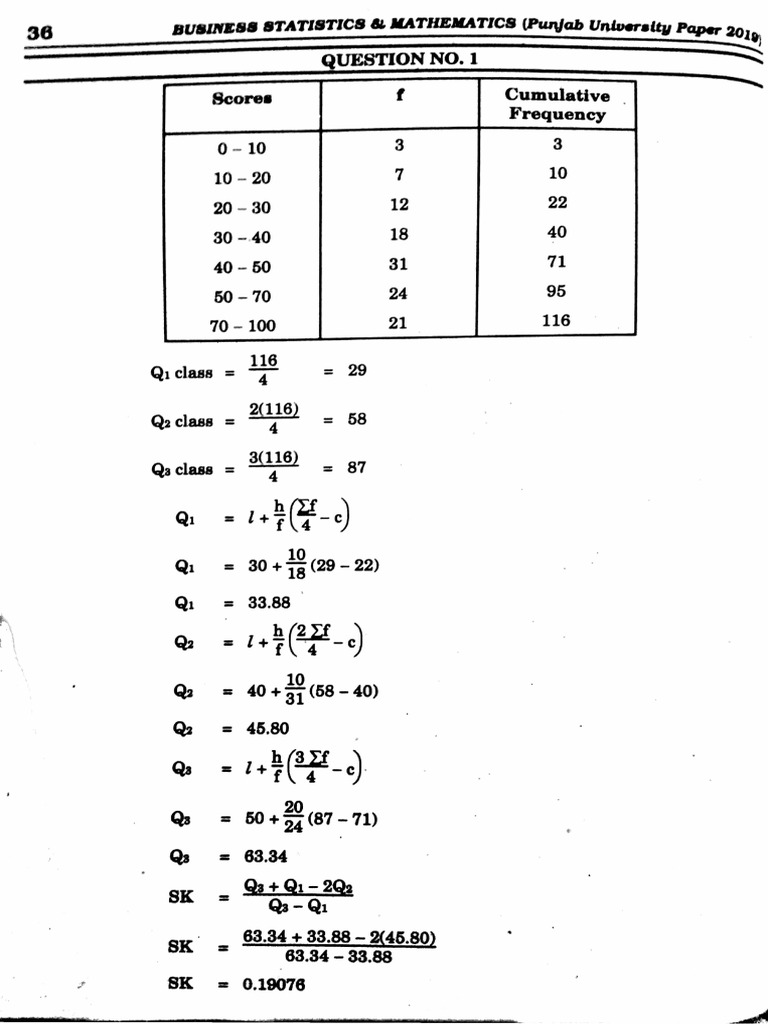 2019 Business Statistics Mathematics Solved Past Paper Bcom Adc | PDF