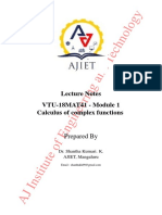 T Echnology: Lecture Notes VTU-18MAT41 - Module 1 Calculus of Complex Functions