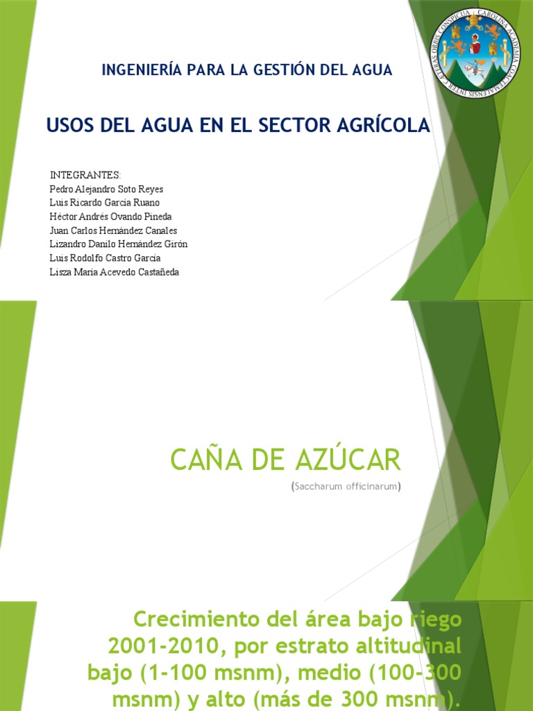 Presentacion Uso Del Agua en El Sector Agricola | PDF | café | Agua