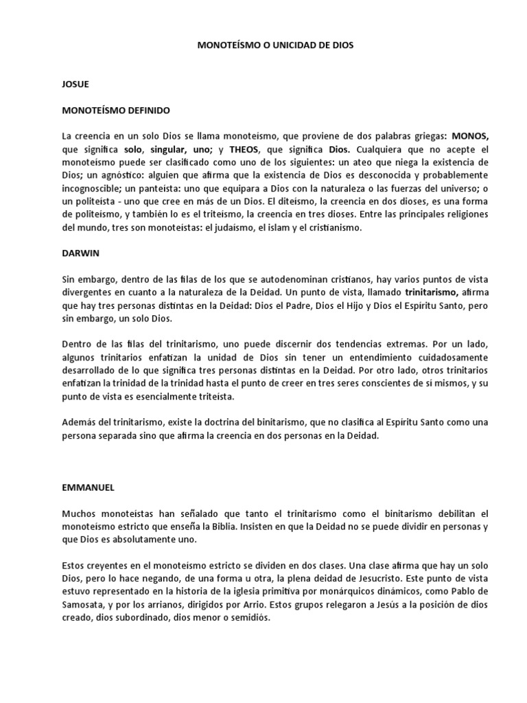 Monoteísmo o Unicidad de Dios | PDF | Monoteísmo | Dios