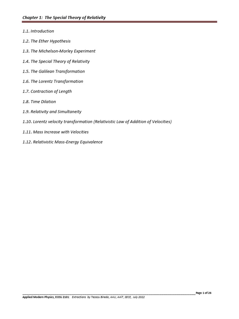 Special Theory of Relativity Overview | PDF | Special Relativity ...