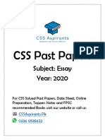 CSS Past Papers: Subject: Essay Year: 2020