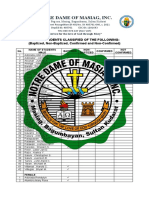 Notre Dame of Masiag Church Affiliations