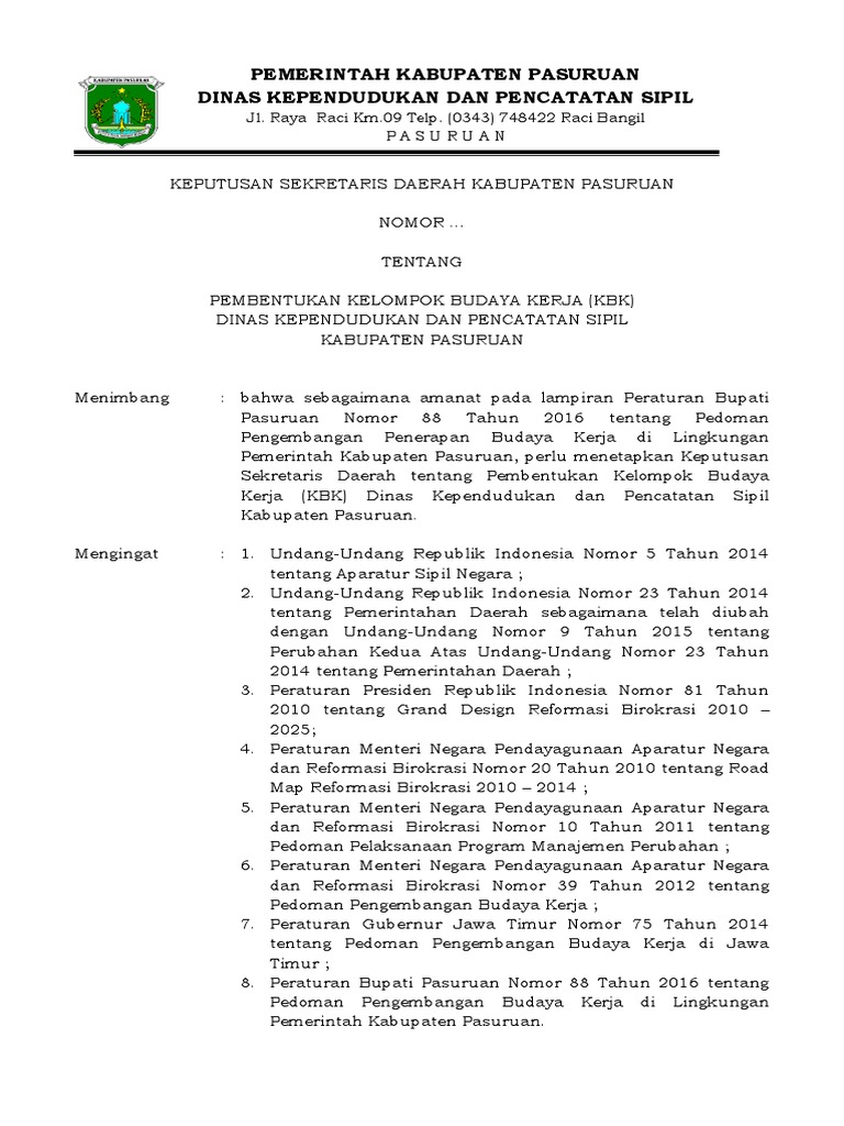Contoh Sk Pembentukan Kbk Final Pdf