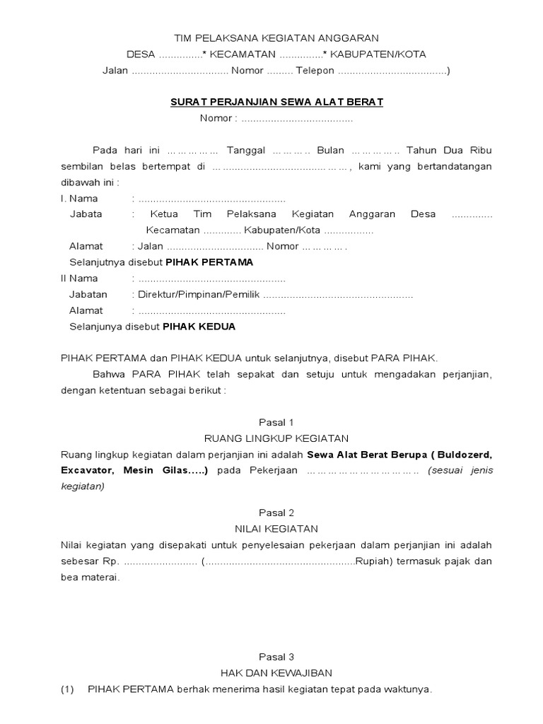 SPK Alat Berat | PDF