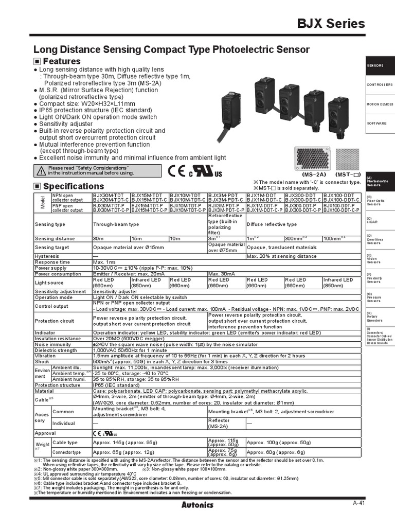 BJX15M-TDT Photoelectric Sensor Specs | PDF | Bipolar Junction ...