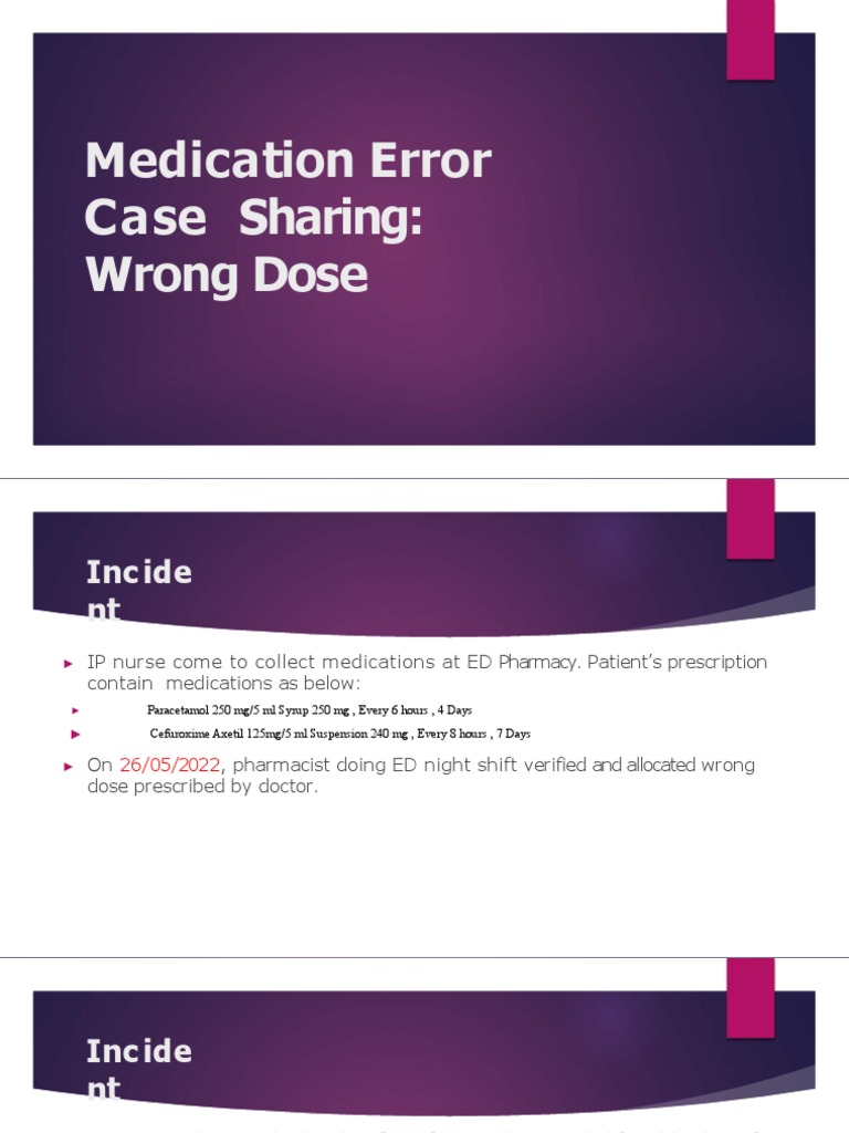 Medication error case sharing wrong dose pdf pharmacy medical