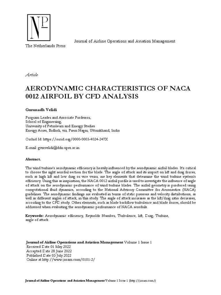 NACA 0012 Airfoil CFD Analysis Results | PDF | Lift (Force) | Airfoil