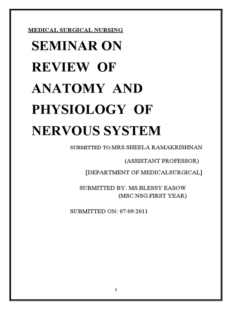 Anatomy and Physiology of Nervous System | PDF | Cerebrospinal Fluid ...