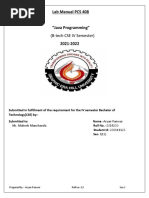 Lab Manual PCS 408 "Java Programming" (B-Tech CSE IV Semester) 2021-2022