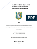 La Actitud Científica y Su Influencia en La Praxis de Los Estudiantes Del Laboratorio Estomatológico Clínico de La Universidad