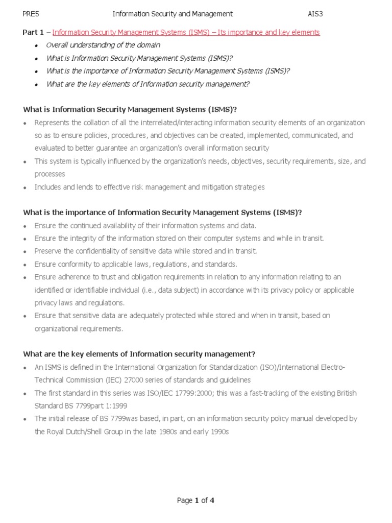 Information Security Management Systems (ISMS) - Its Importance and Key ...