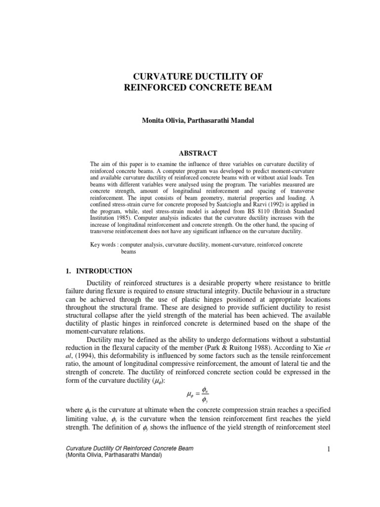 Curvature Ductility of Reinforced Concrete Beam | PDF | Strength Of ...