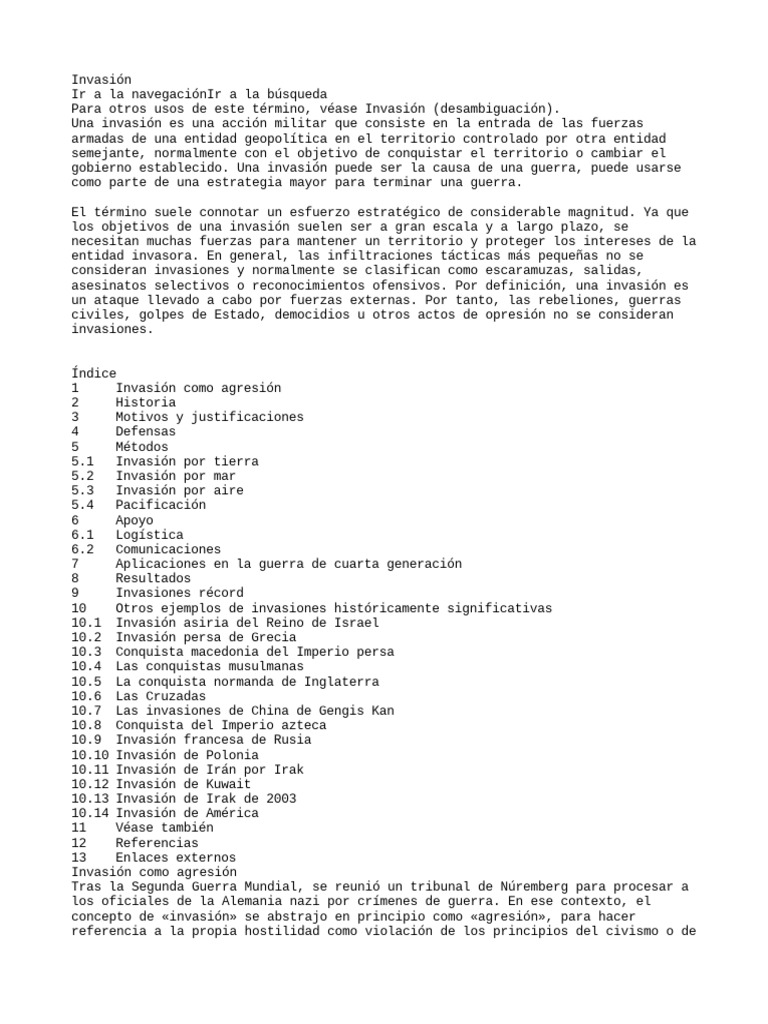 Definición y Concepto de Invasión | PDF | Invasión | Militar