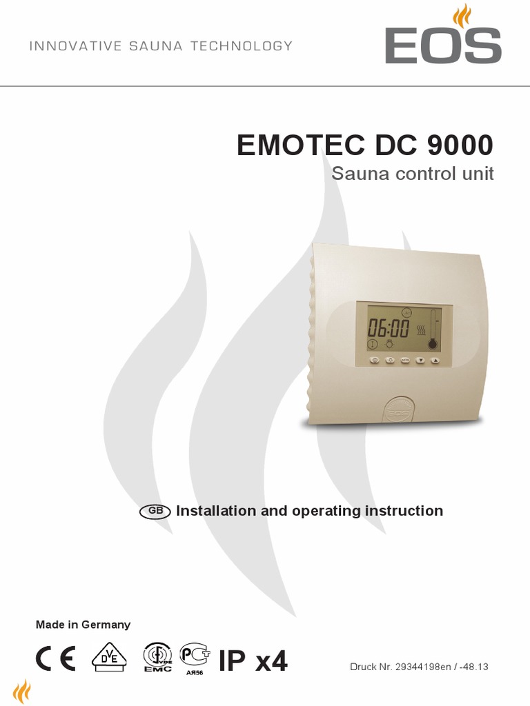 Emotec DC 9000 Sauna Control Unit PDF Screw Capacitor