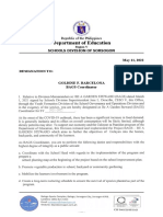 Department of Education: Schools Division of Sorsogon May 11, 2022 Designation To: Goldine F. Barcelona BAGS Coordinator