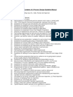 Suggested Contents of A Process Design Guideline Manual