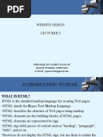 Website Design Lecturer 2: Prepared by Japhet Kaijage PHONE NUMBER: 0768572253