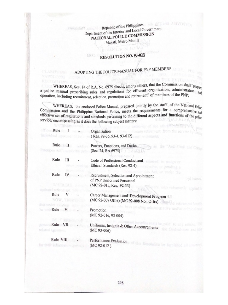 Res 93023 Police Manual (1993) PDF