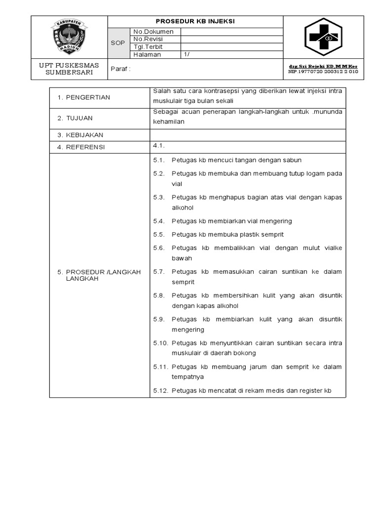 Prosedur Injeksi KB Tiga Bulanan | PDF