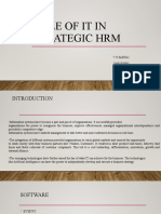 Role of It in Strategic HRM: V S Sartaj 20691E00H5
