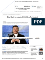 Elon Musk Terminates $44-Billion Twitter Deal - The Economic Times
