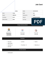 Job Card: Garage Booking Details