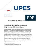 Family Law Assignment: Restitution of Conjugal Rights OR Deprivation of Privacy Rights