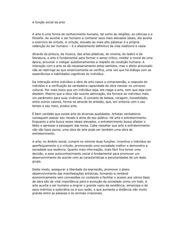 A Função Social Da Arte | PDF