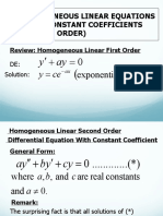 Homogeneous Linear Equations With Constant Coefficients (Second Order)