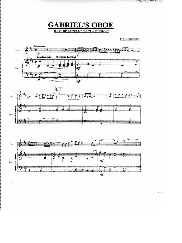 Gabriel's Oboe La Mision (Piano+violin) PDF