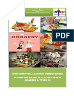 Most Essential Learning Competencies in Cookery Grade 11 Activity Sheets (Quarter 1/ Week 10)