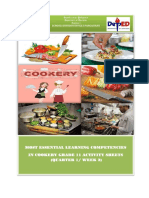 Most Essential Learning Competencies in Cookery Grade 11 Activity Sheets (Quarter 1/ Week 2)