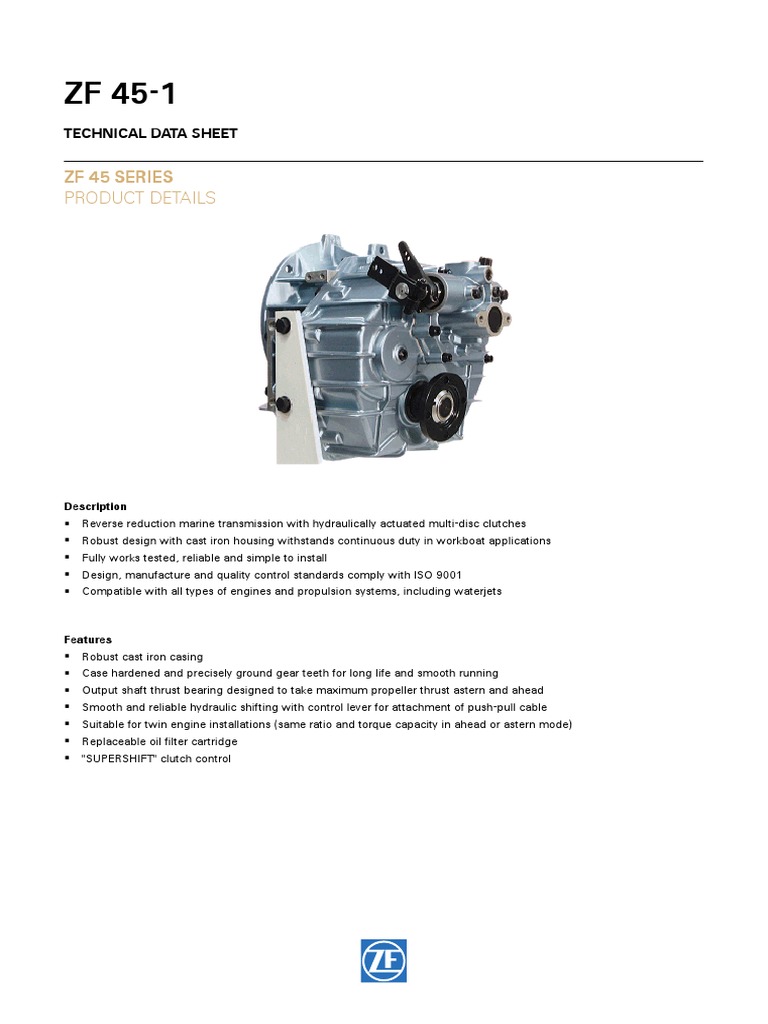 Technical Specifications and Operational Details for the ZF 45 Series