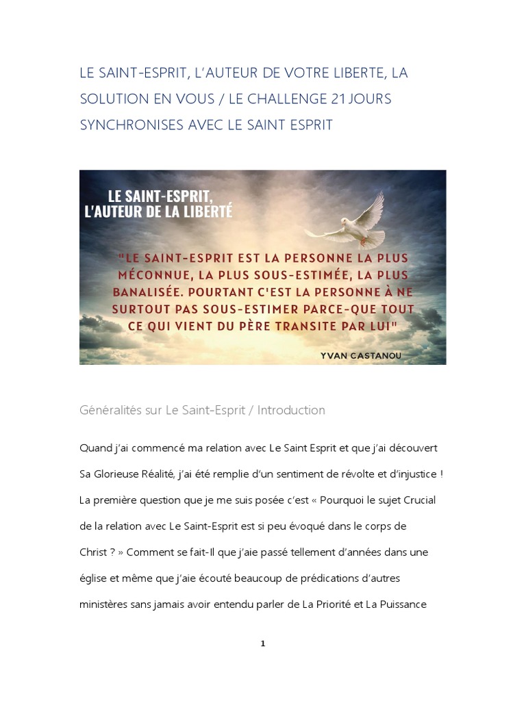 Cours 5 Le SaintEsprit PDF SaintEsprit Dieu
