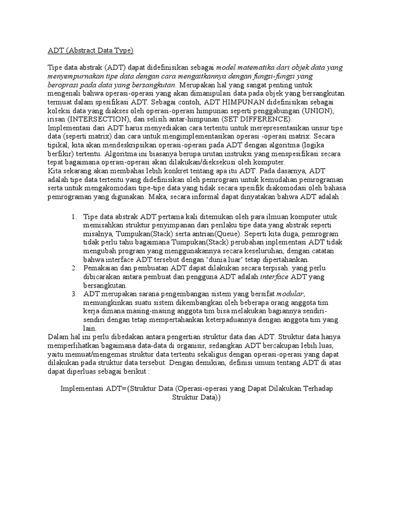 Memahami Tipe Data Abstrak (ADT) | PDF | Komputer