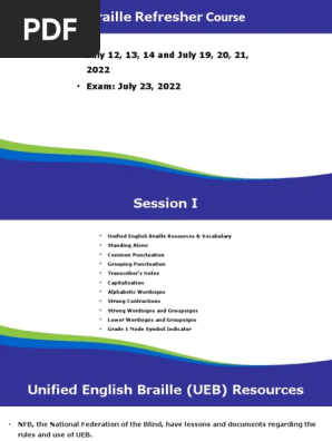 Braille Refresher Course 2022