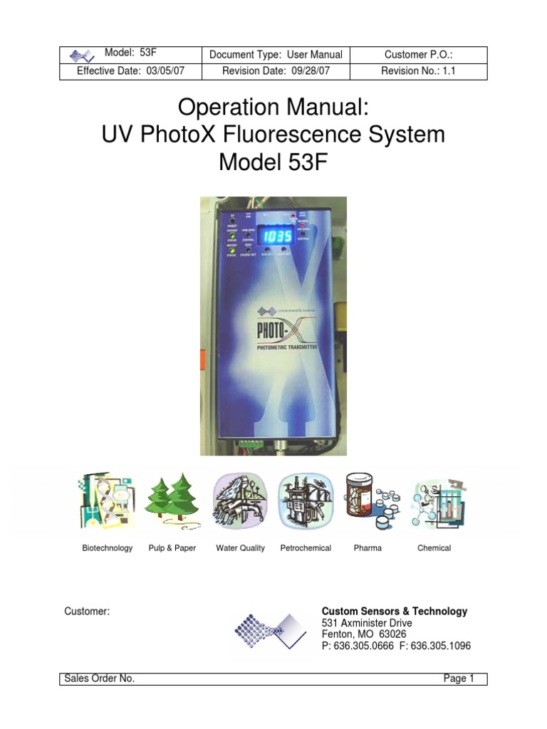 UV PhotoX Fluorometer Operations Manual Rev 1 1 February 2007 PDF