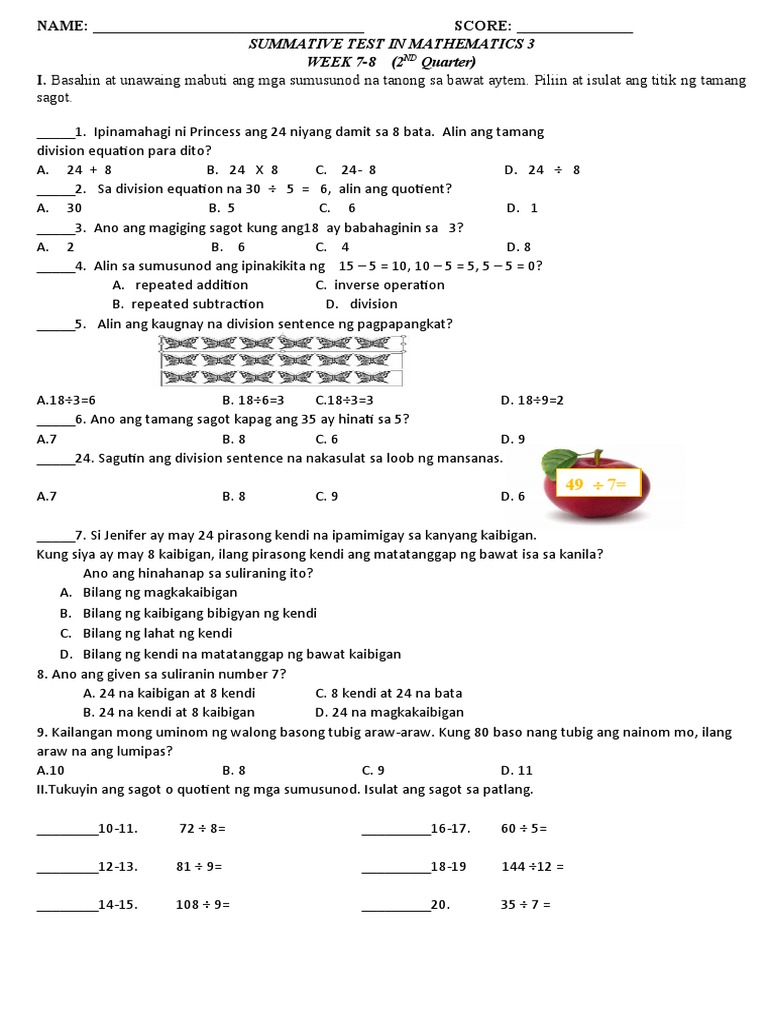 Summative Test - Week 7 8 - 2nd Quarter | PDF