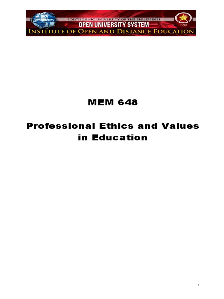Mem 648 Professional Ethics and Values in Education | PDF | Teachers ...