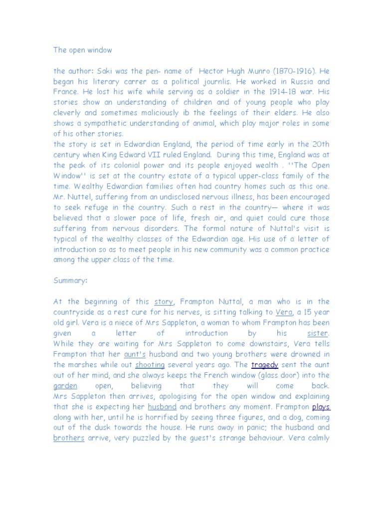 The Open Window 3 | PDF | Saki