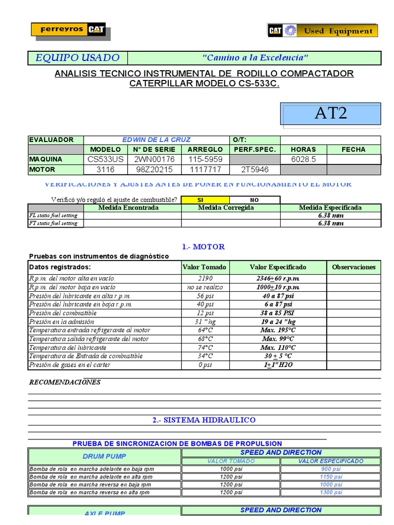 Equipo Usado: Analisis Tecnico Instrumental de Rodillo Compactador ...