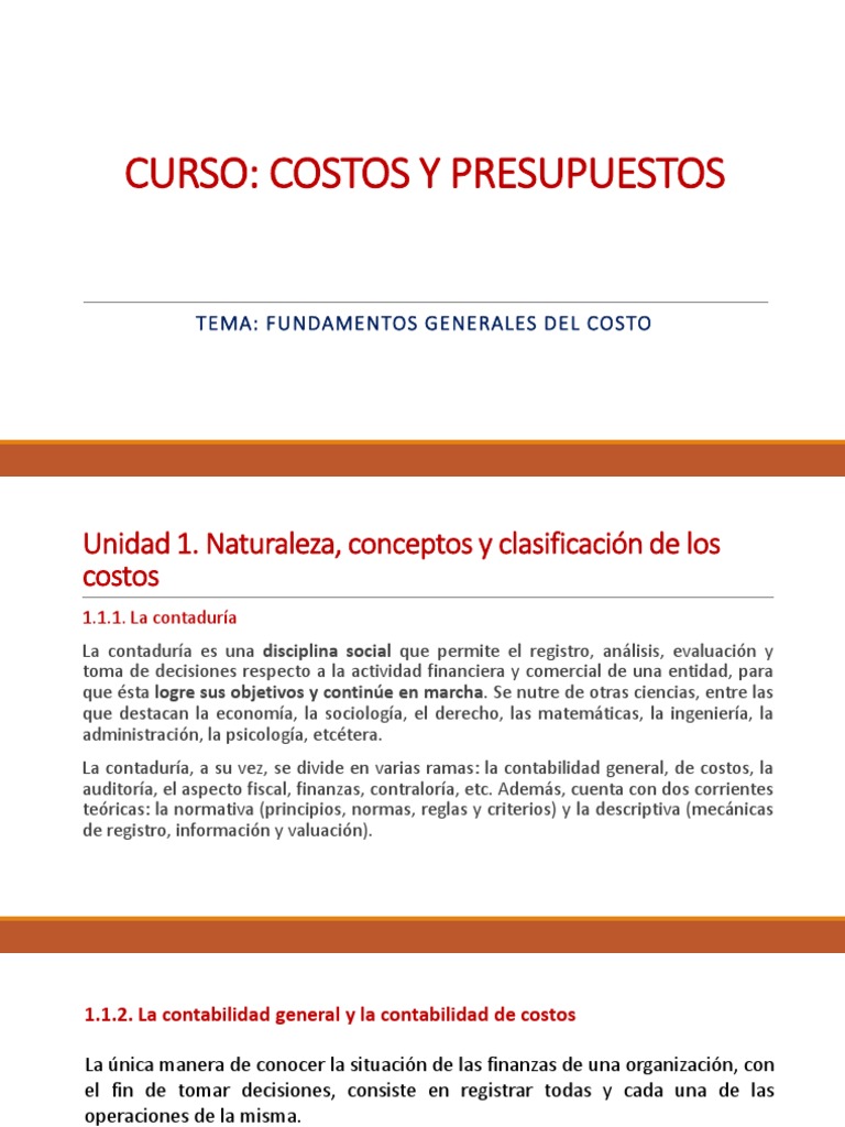 Fundamentos de Costos y Presupuestos | PDF | Contabilidad | Costo