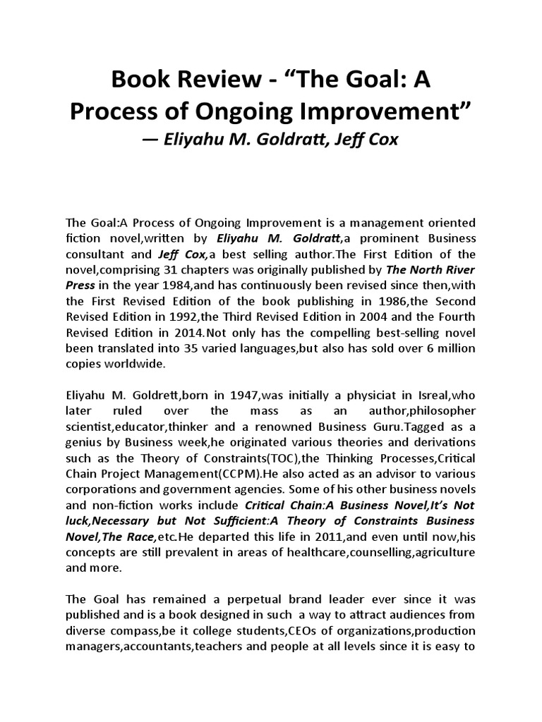 Case Study - The Goal (E M Goldratt) | PPT - Foto 3