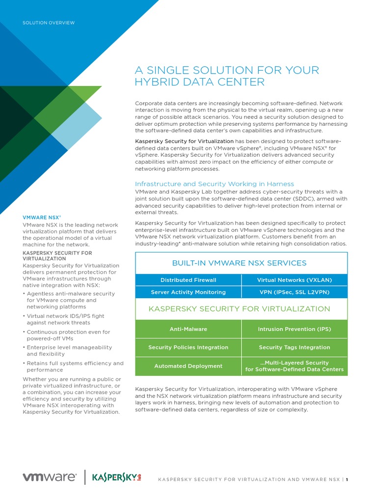 Vmware NSX Kaspersky Solution Brief | PDF | Virtualization | Computer ...