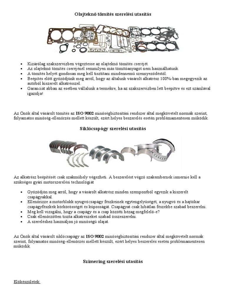 Motor Szerelés | PDF