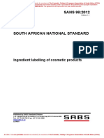 SANS 98:2012: Ingredient Labelling of Cosmetic Products