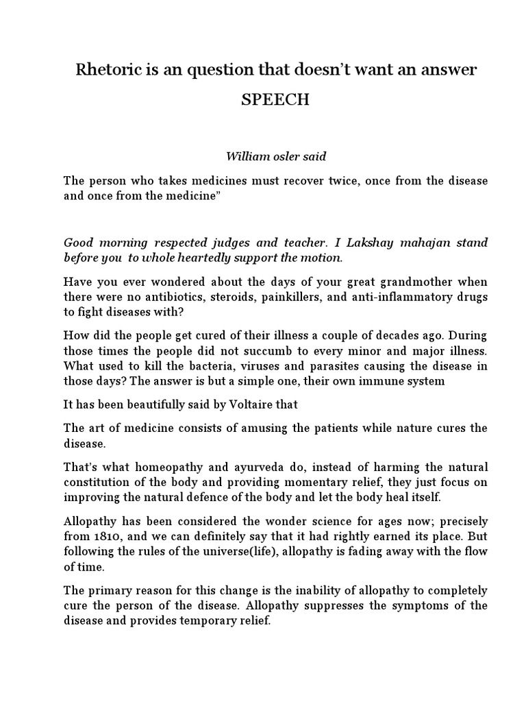 SPEECH PDF Ayurveda Homeopathy